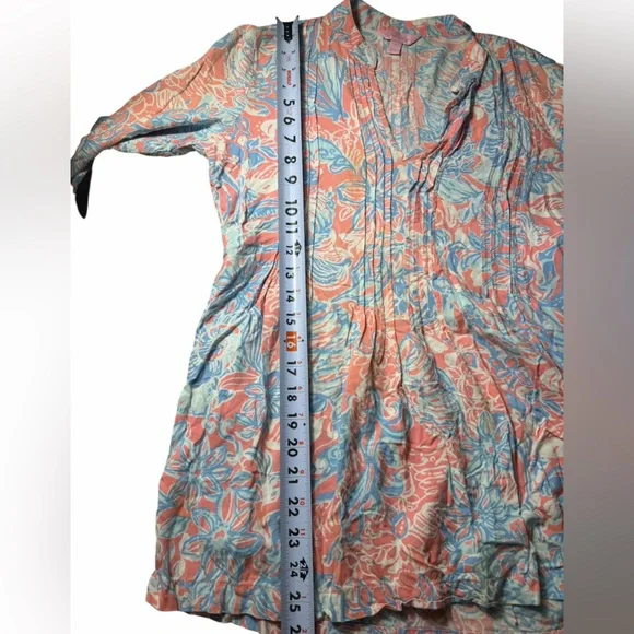 Lilly Pulitzer Women’s Sarasota Tunic Pink Sun Ray V-Neck 3/4 Sleeve Top Small - Picture 11 of 12